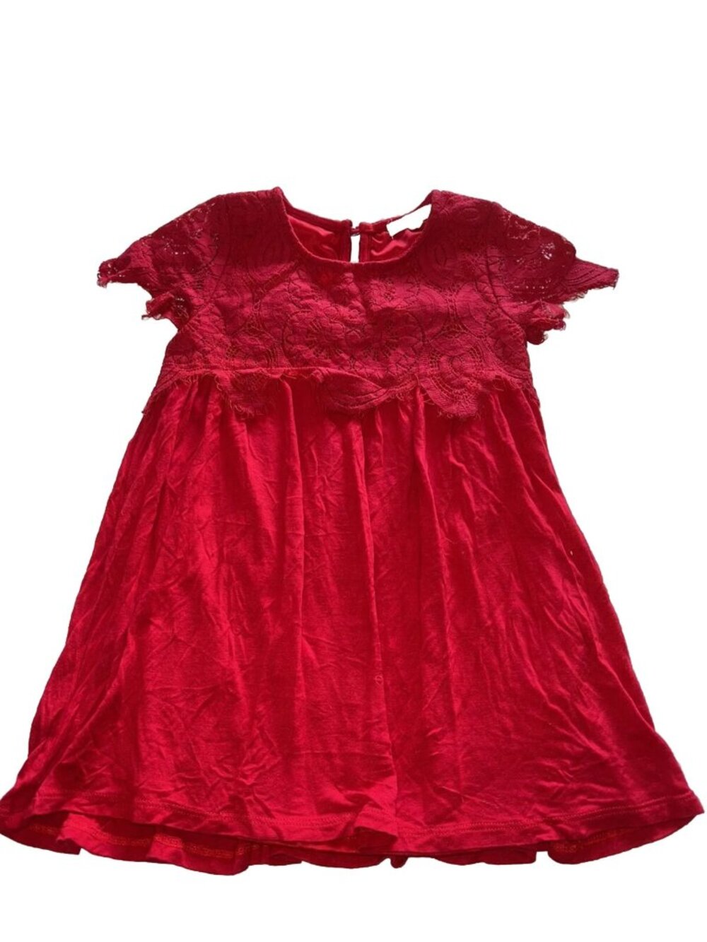 Girls Dress Sz 4 Copper Key Red Short Sleeve lace